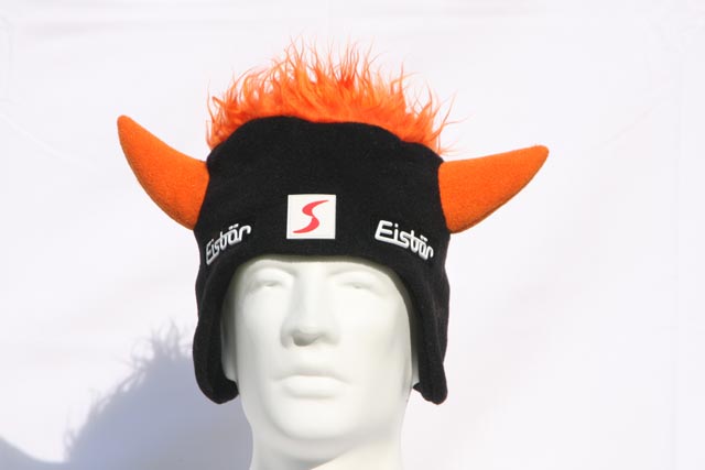 Nestor - hat with Horns - Black with Orange Horns