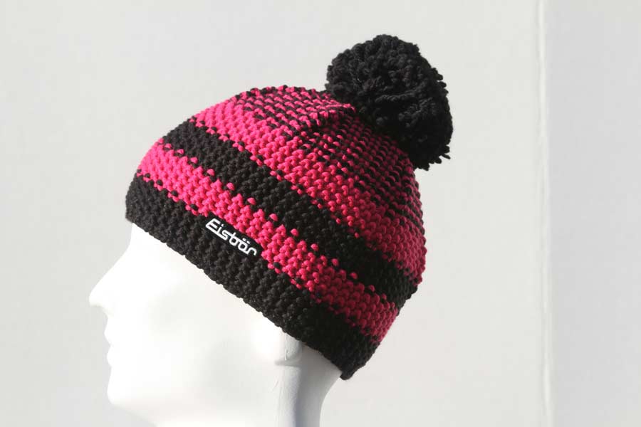 More Pompon Pink & Black Hat