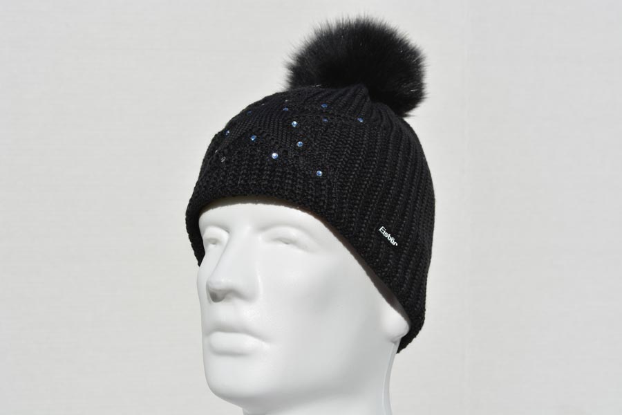 Chantel Fur Crystal Black Hat #8009-009