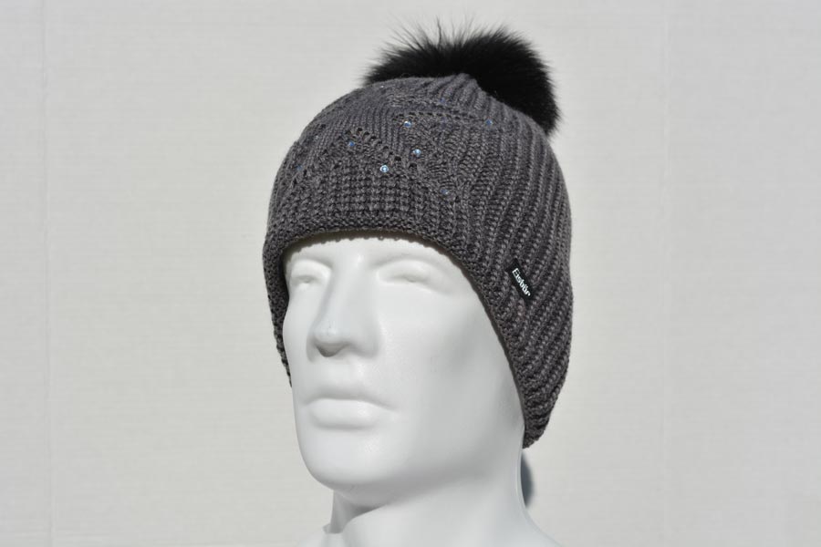 Chantel Fur Crystal Grey Hat #8009-007